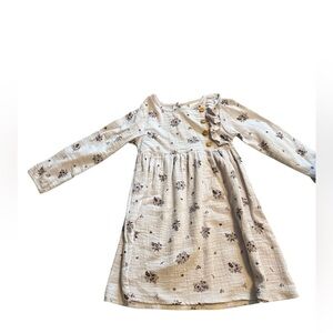 Adorable Floral Button-Accent Kids Dress